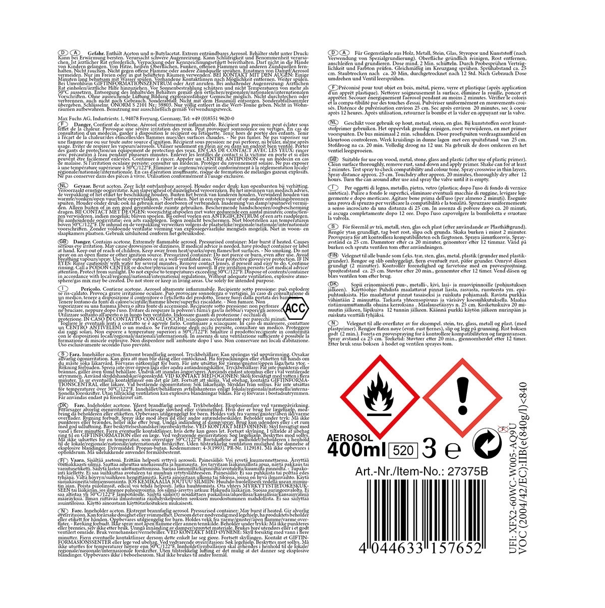 400ml Wehrmacht panzergrau Farbspray matt KH