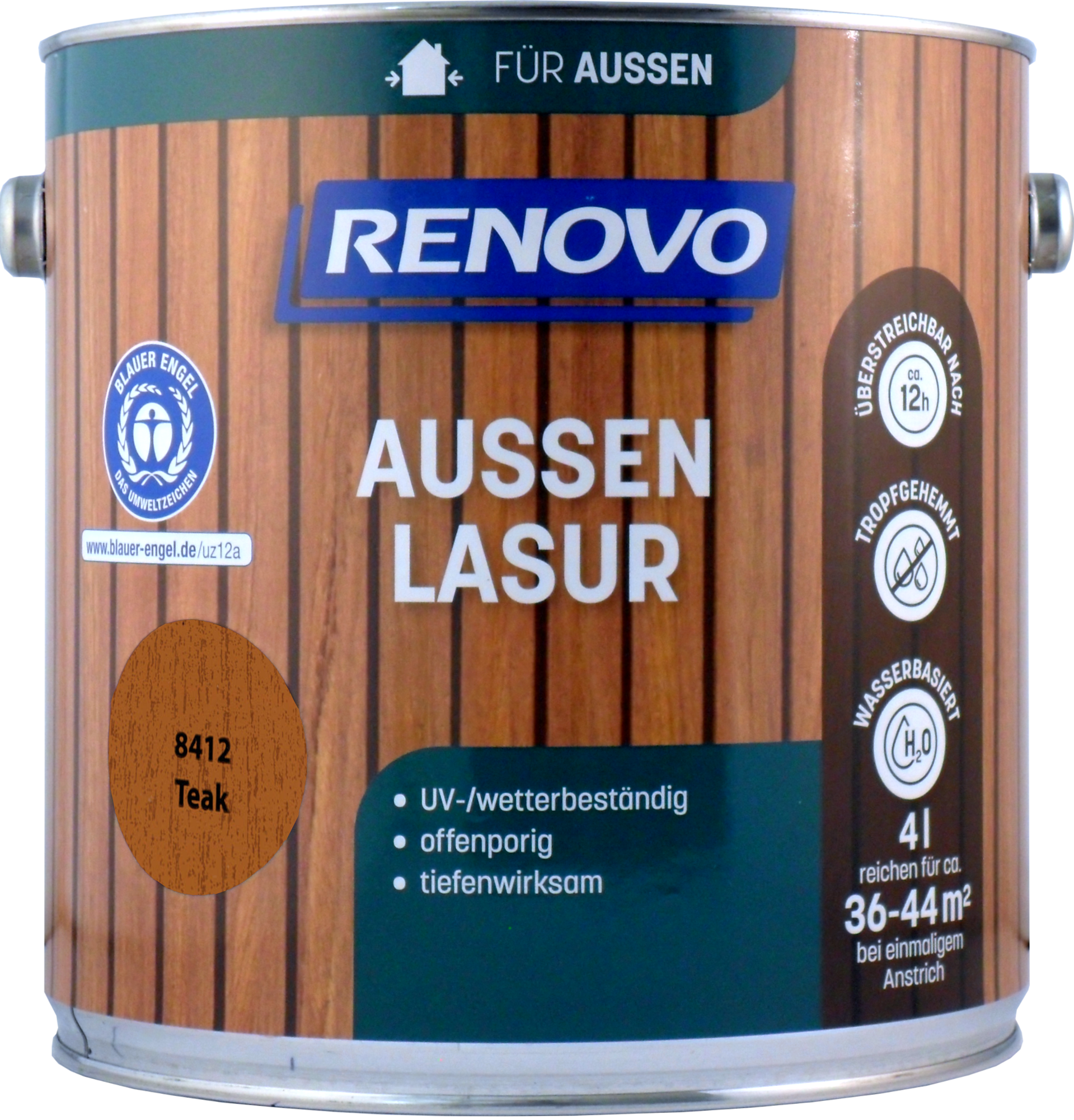 4L Renovo Wetterlasur/ Aussenlasur wb. Nr.8412 Teak 4L Renovo Wetterlasur wb. Nr.8412 teak