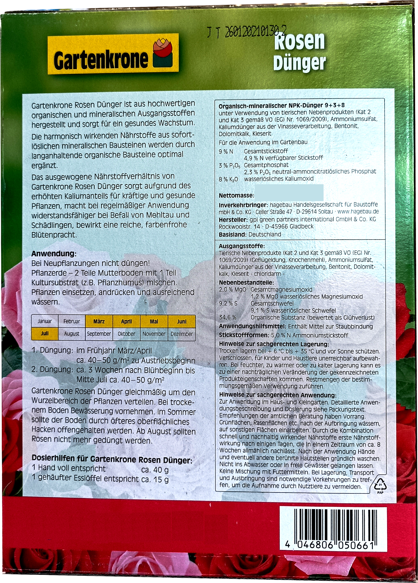 1kg Gartenkrone Rosendünger