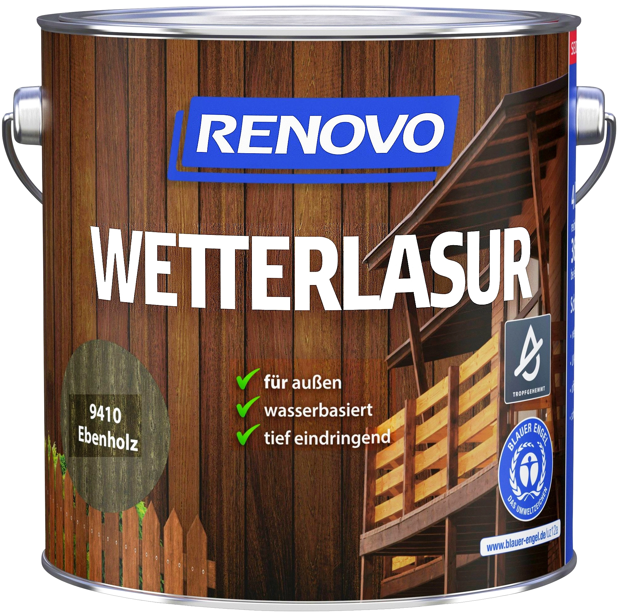 4L Renovo Wetterlasur/ Aussenlasur wb. Nr.9410 Ebenholz 4L Renovo Wetterlasur/ Aussenlasur wb. Nr.9410 Ebenholz