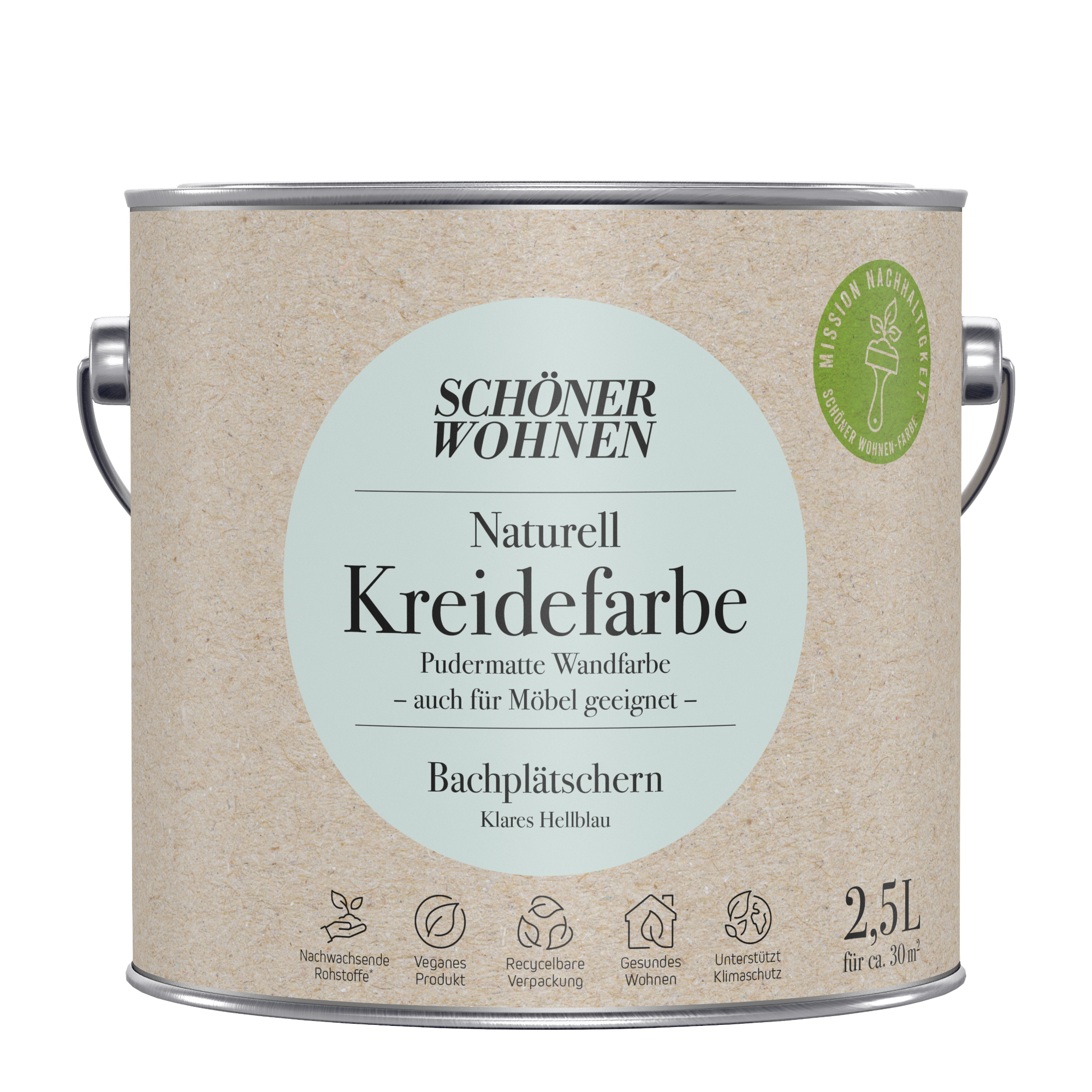 2,5L Schöner Wohnen Naturell Kreidefarbe Bachplätschern, Klares Hellblau 2,5L Schöner Wohnen Naturell Kreidefarbe Bachplätschern, Klares Hellblau