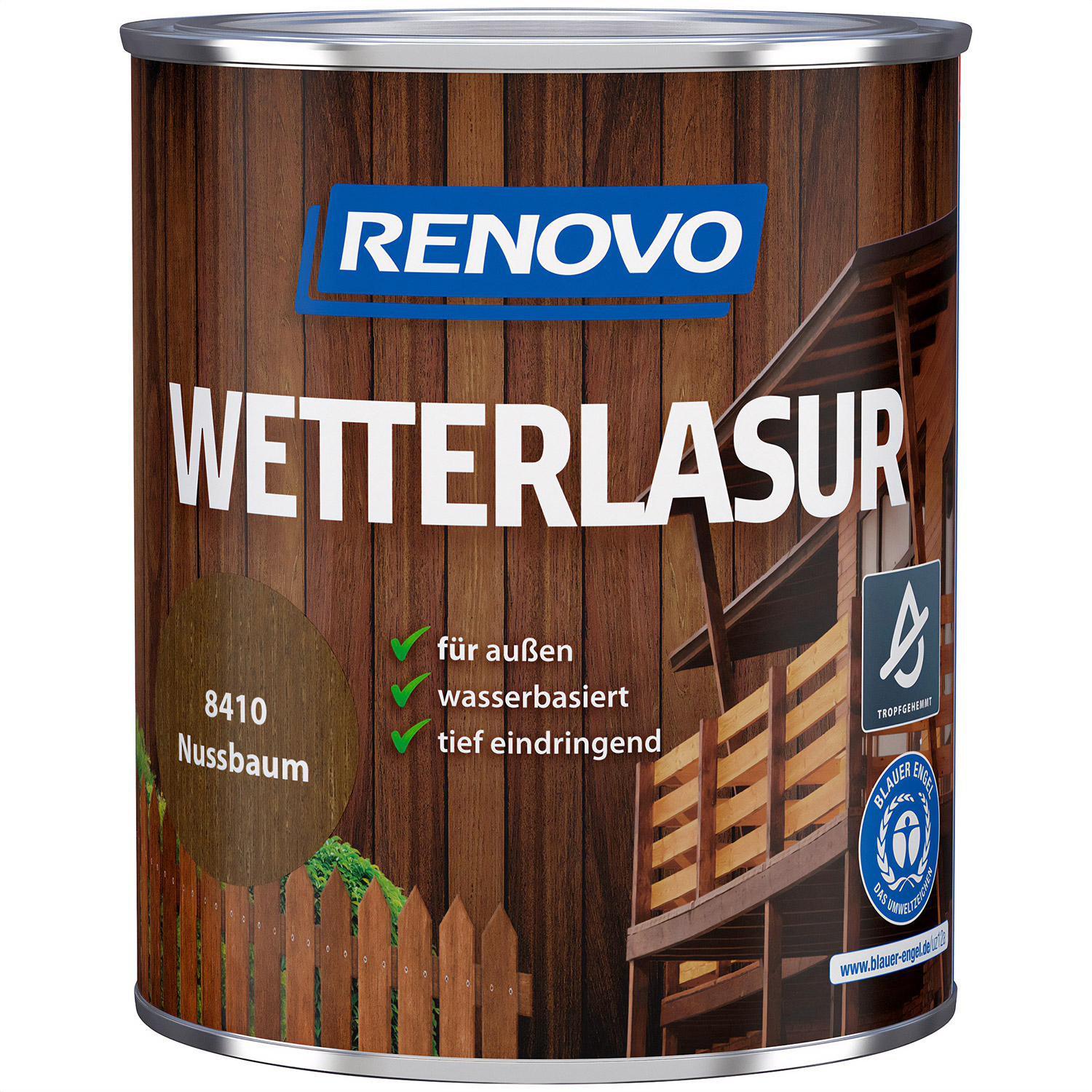 750ml Renovo Wetterlasur/ Aussenlasur Nr.8410 Nussbaum 750ml Renovo Wetterlasur/ Aussenlasur Nr.8410 Nussbaum