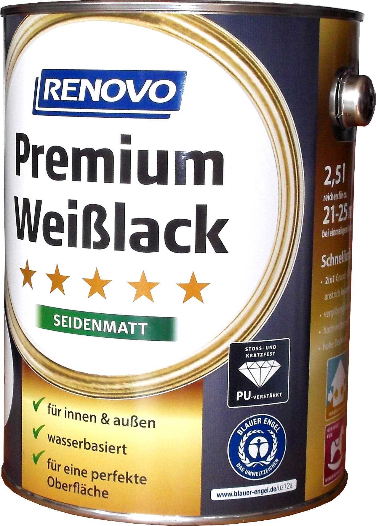 2,5L RENOVO Premium Weißlack Seidenmatt Altweiss 0096 2,5L RENOVO Premium Weißlack Seidenmatt Altweiss RAL0096
