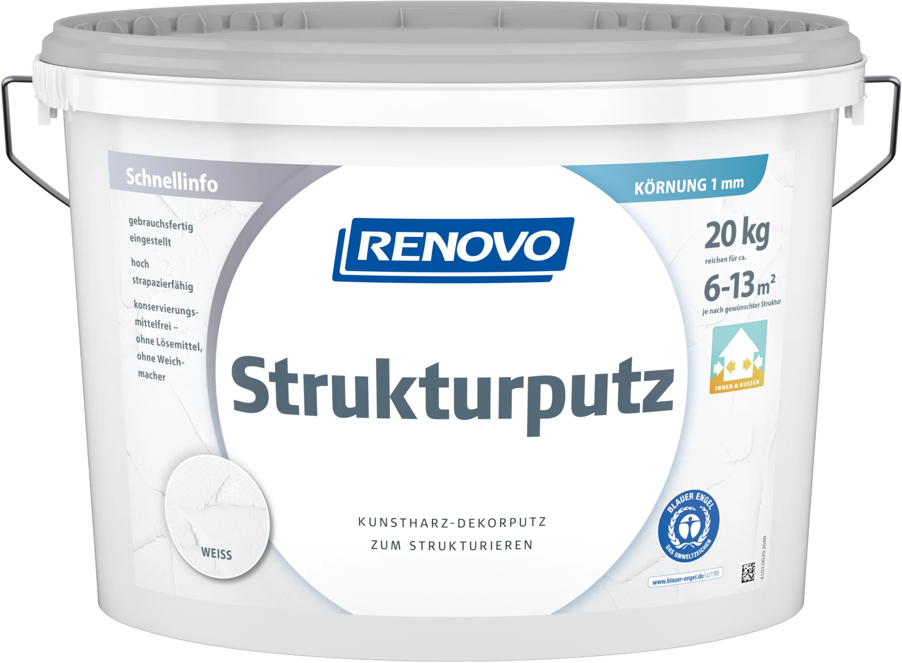 20kg Renovo Strukturputz 1mm Weiss Innen & Außen 20kg Renovo Sturkturputz 1mm Weiss Innen & Außen