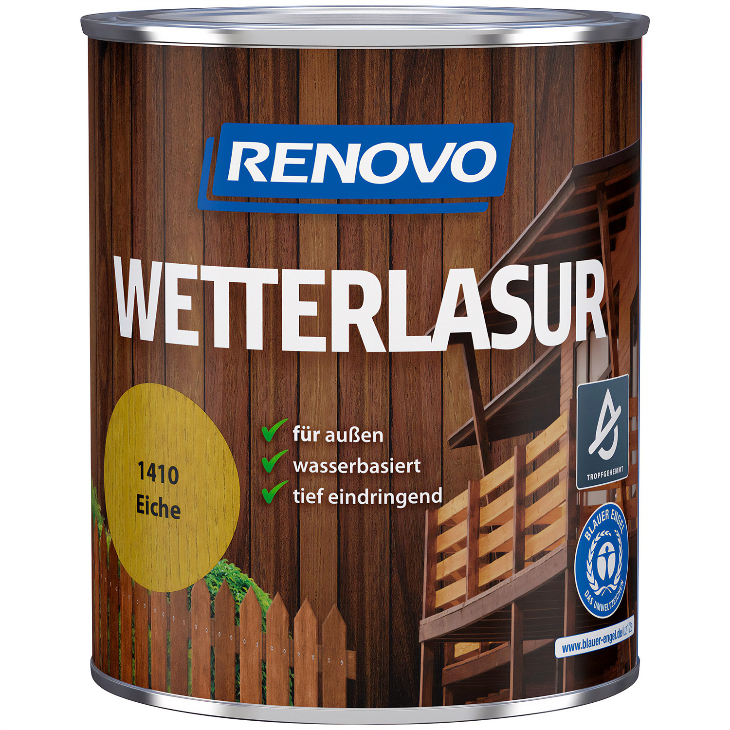 750ml Renovo Wetterlasur/ Aussenlasur Nr.1410 Eiche 750ml Renovo Wetterlasur/ Aussenlasur Nr.1410 Eiche