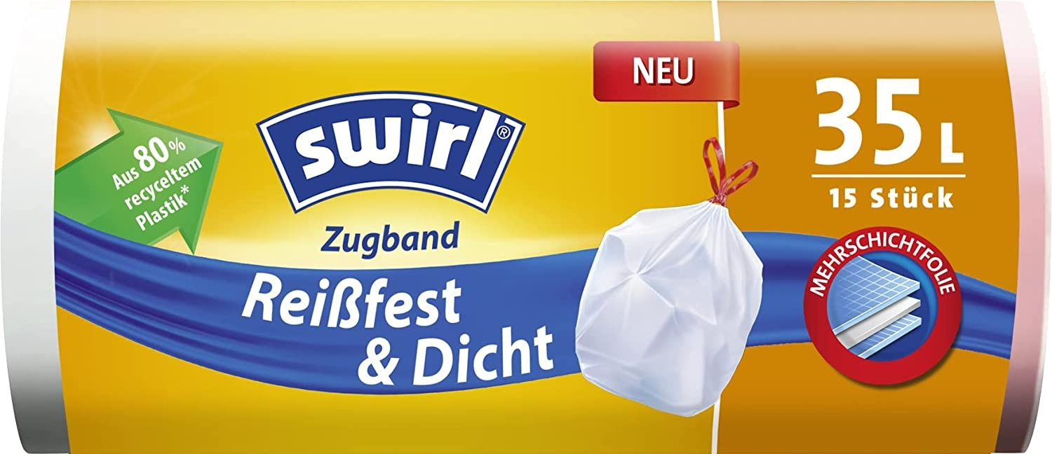 Swirl 35 Liter Müllbeutel mit Zugband R+D, (15/Rolle) Swirl 35 Liter Müllbeutel mit Zugband R+D, (15/Rolle)