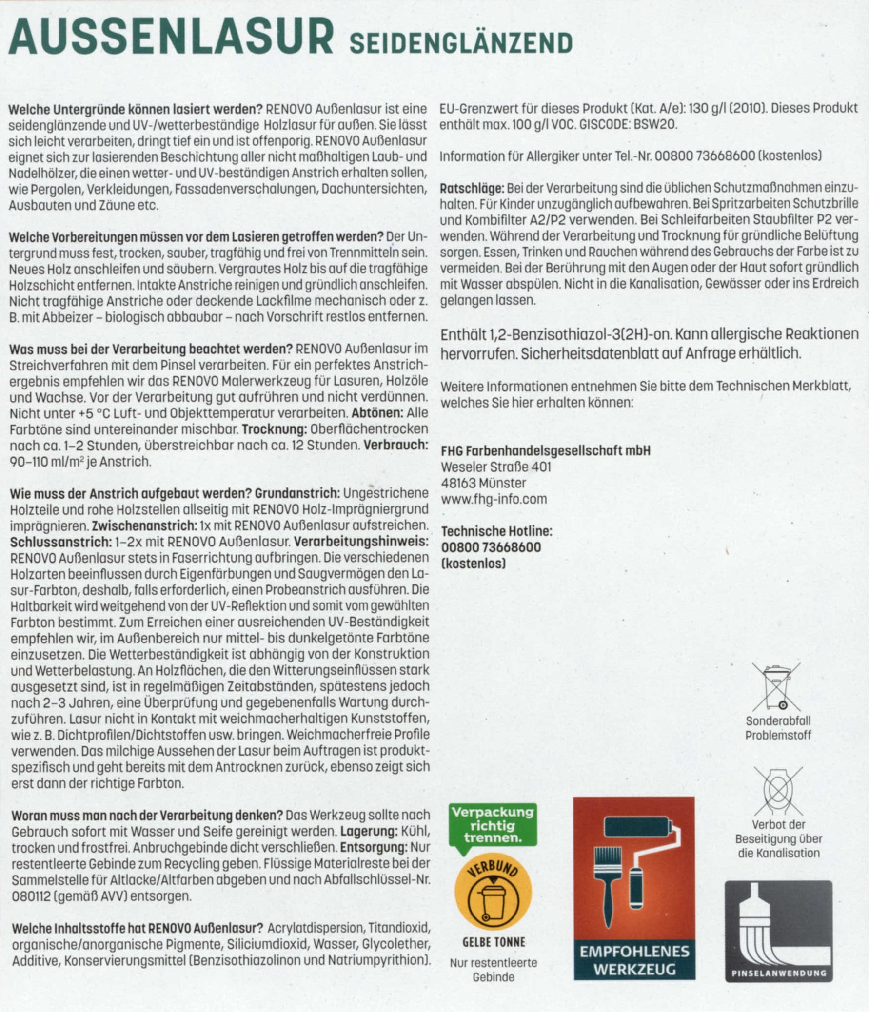 750ml Renovo Wetterlasur/ Aussenlasur Nr.6411 Tannengrün 750ml Renovo Wetterlasur/ Aussenlasur Nr.6411 Tannengrün