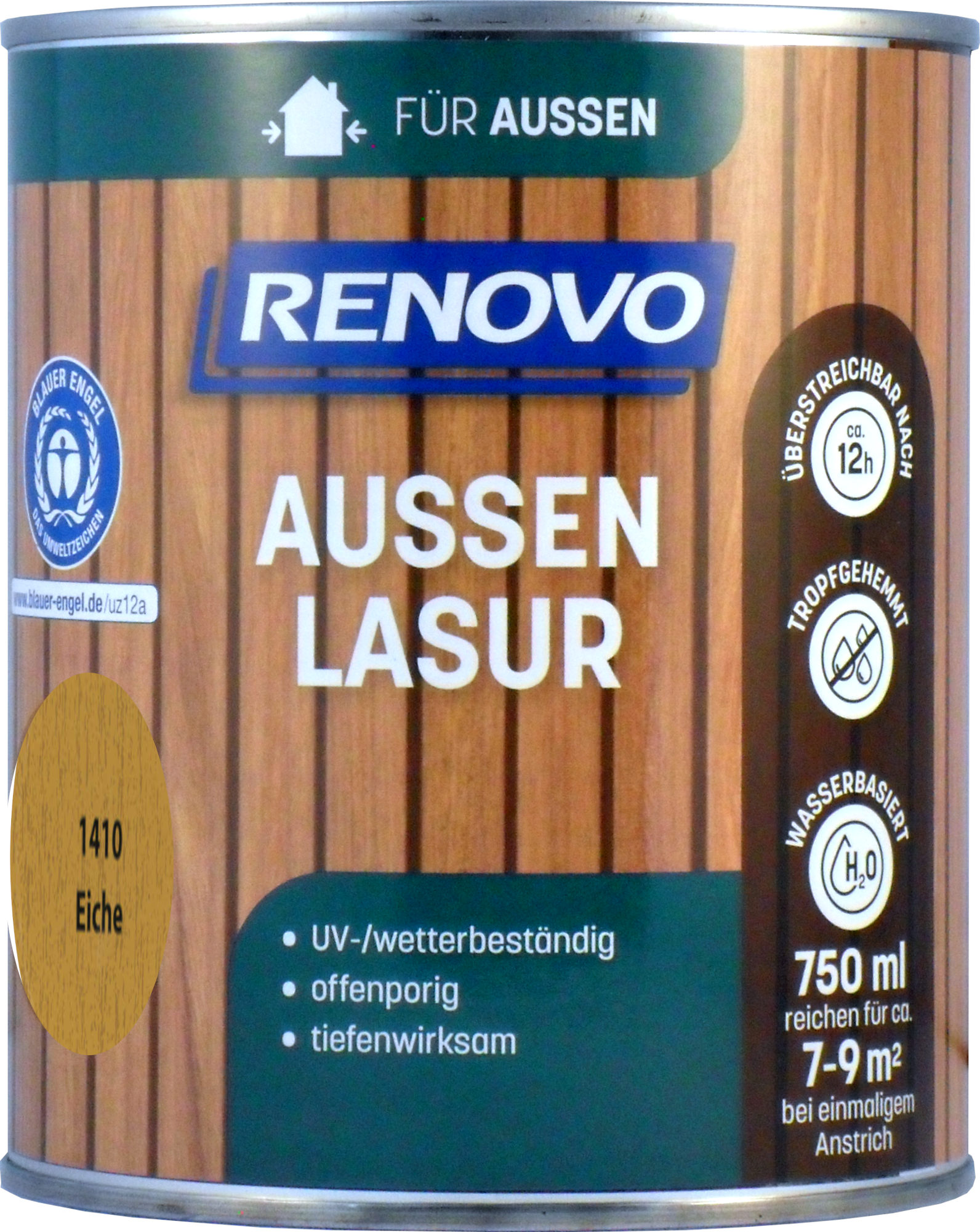 750ml Renovo Wetterlasur/ Aussenlasur Nr.1410 Eiche 750ml Renovo Wetterlasur Nr.1410 Eiche