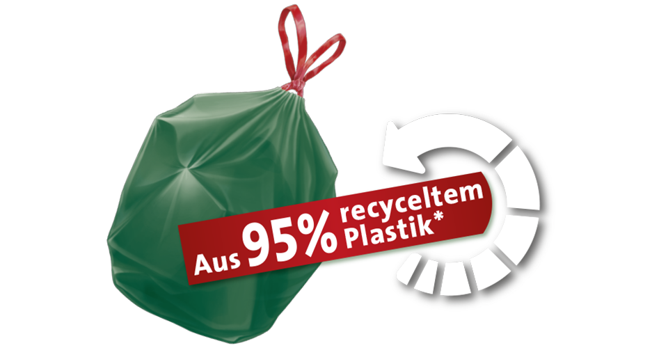 Swirl 35 Liter Öko-Müllbeutel mit Zugband R+D, (12/Rolle)