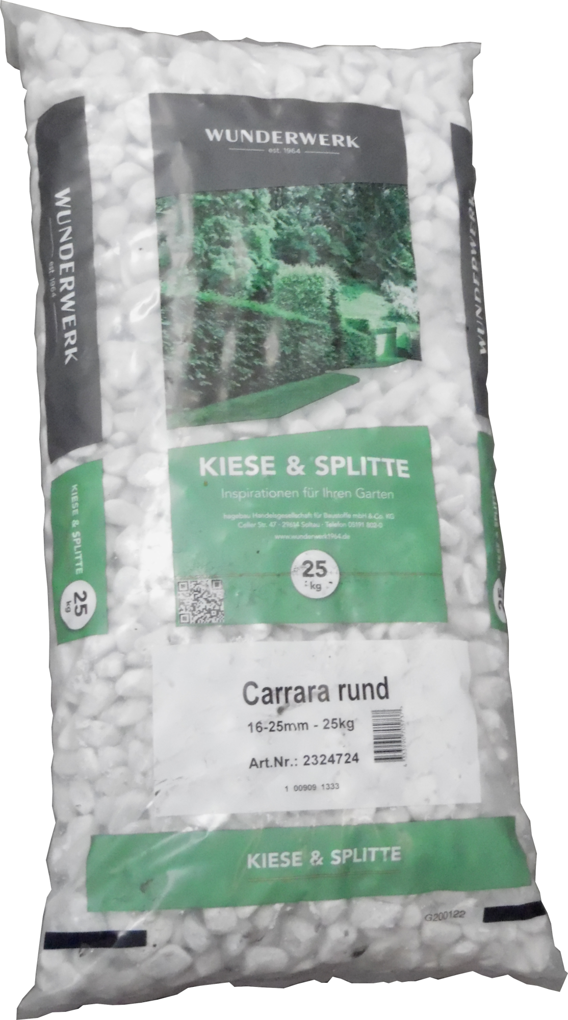 25kg Carrara rund 16-25mm, WUNDERWERK est 1964 25kg Carrara rund 16-25mm, WUNDERWERK est 1964