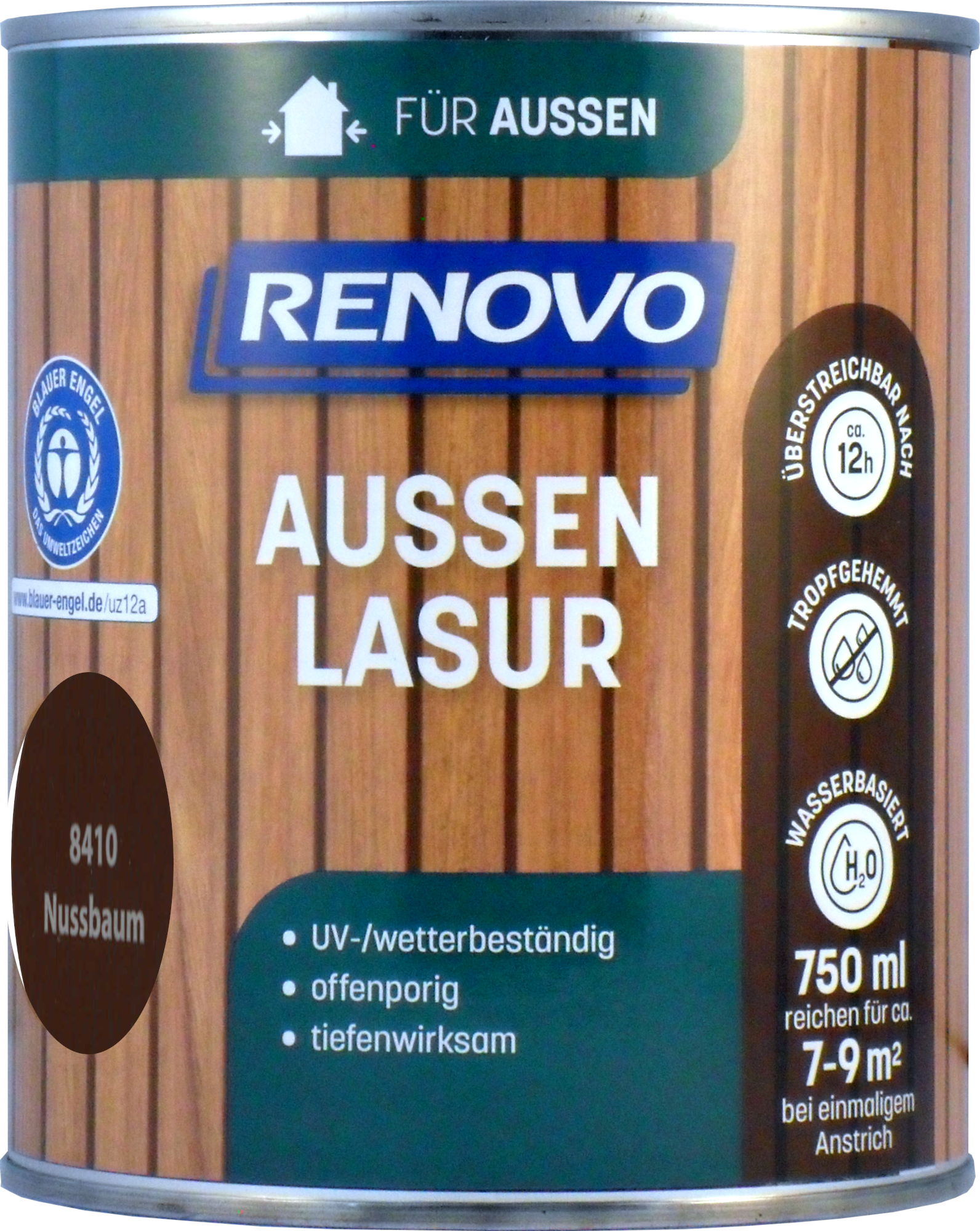 750ml Renovo Wetterlasur/ Aussenlasur Nr.8410 Nussbaum 750ml Renovo Wetterlasur Nr.8410 nussbaum