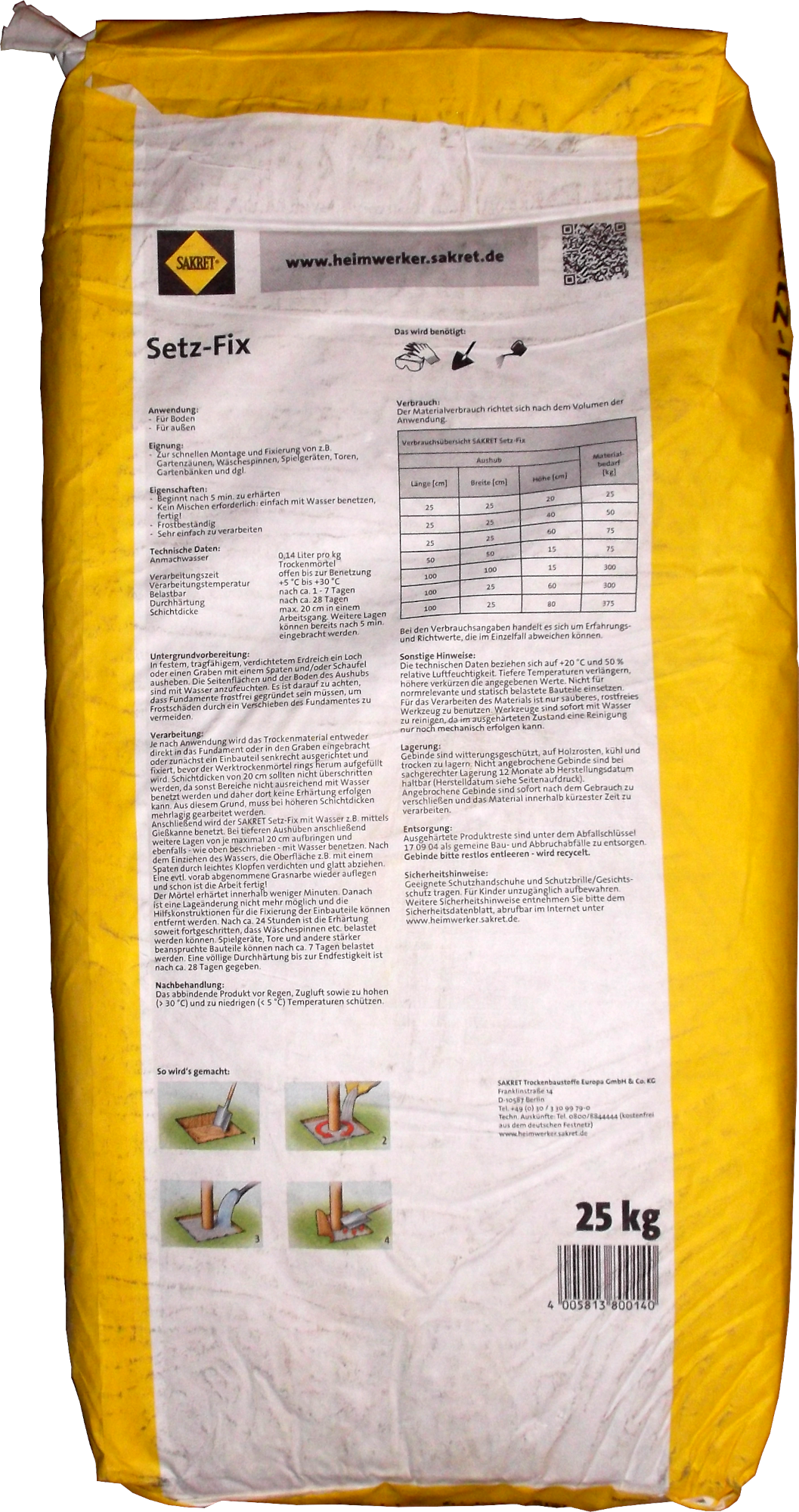 25kg SAKRET Setz-Fix Schnellbeton Gartenbeton 25kg SAKRET Setz-Fix Schnellbeton Gartenbeton