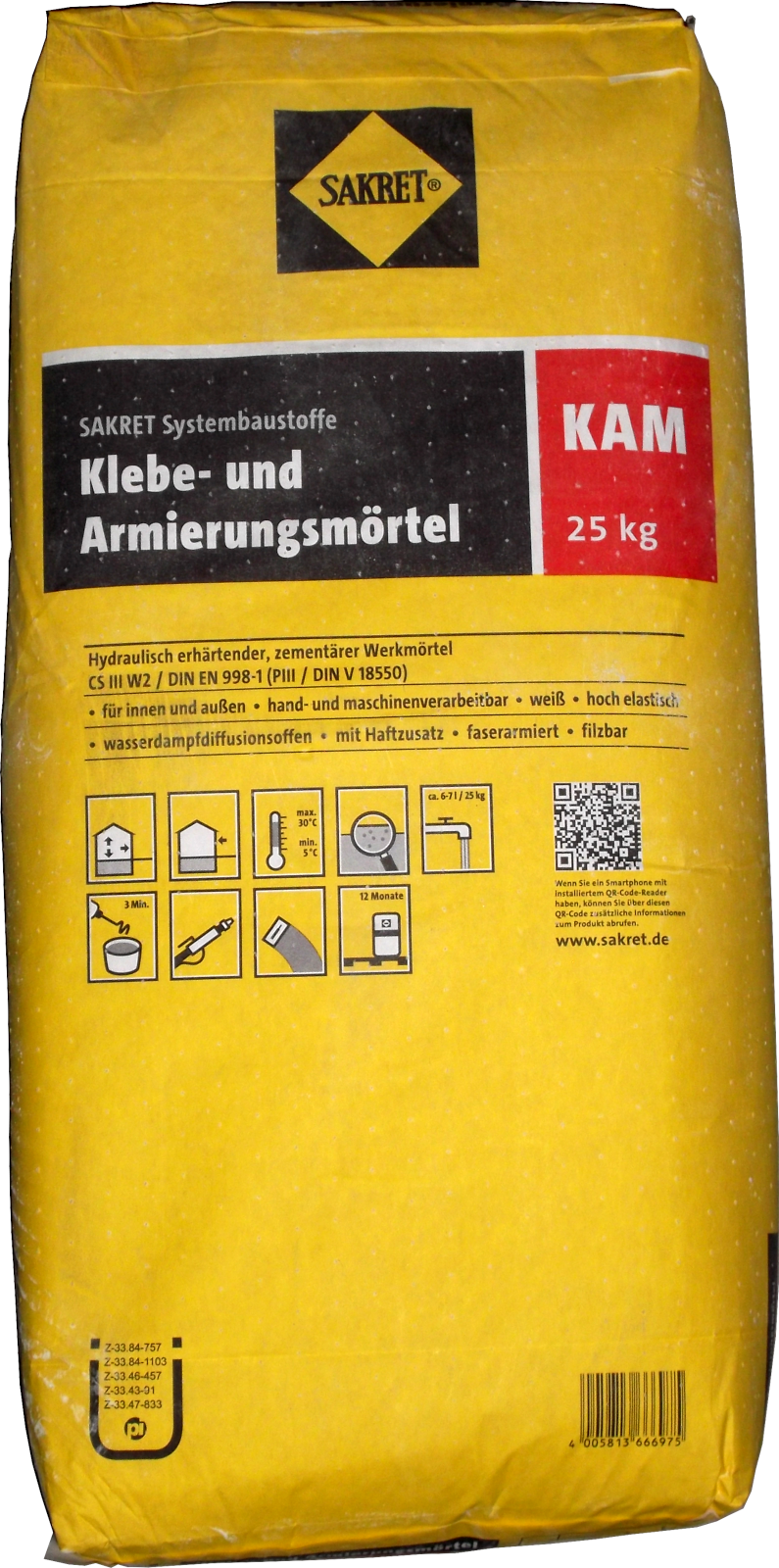 25kg Klebe- und Armierungsmörtel KAM weiß, Sakret 25kg Klebe- und Armierungsmörtel KAM weiß, Sakret