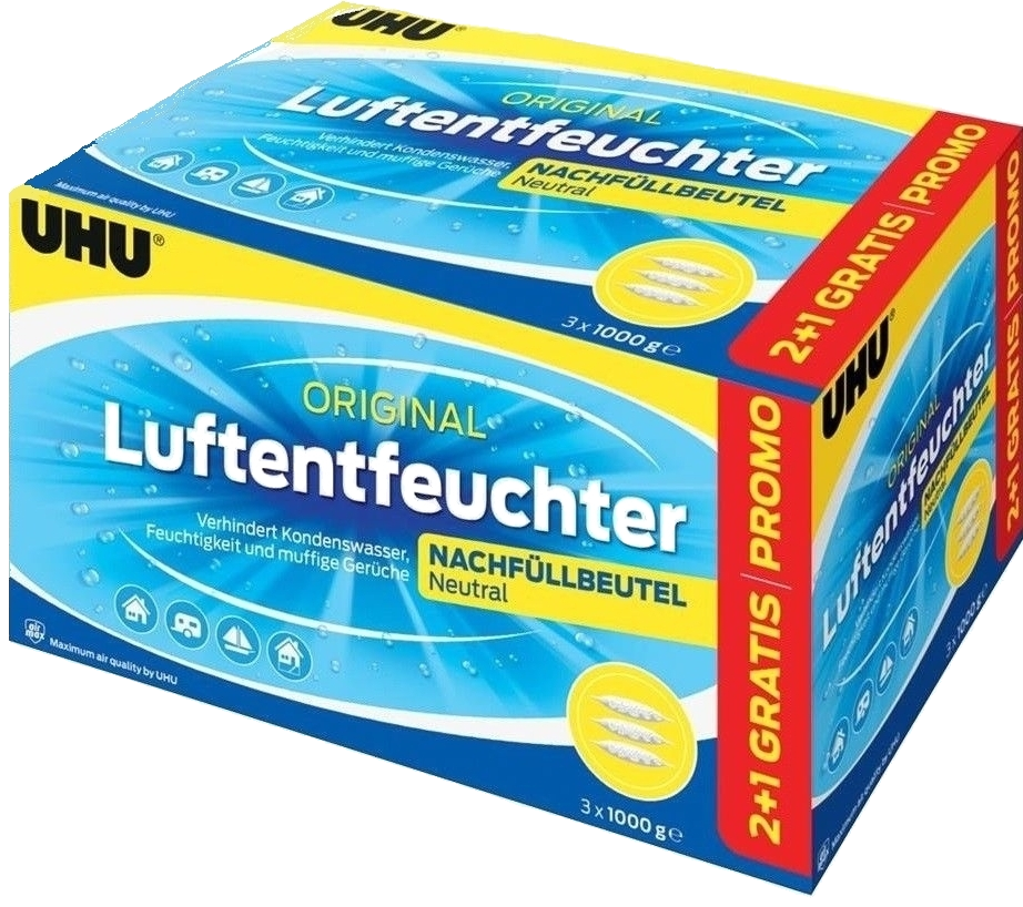 UHU Luftentfeuchter Nachfüllbeutel 3x1000g UHU Luftentfeuchter Nachfüllbeutel 3x1000g