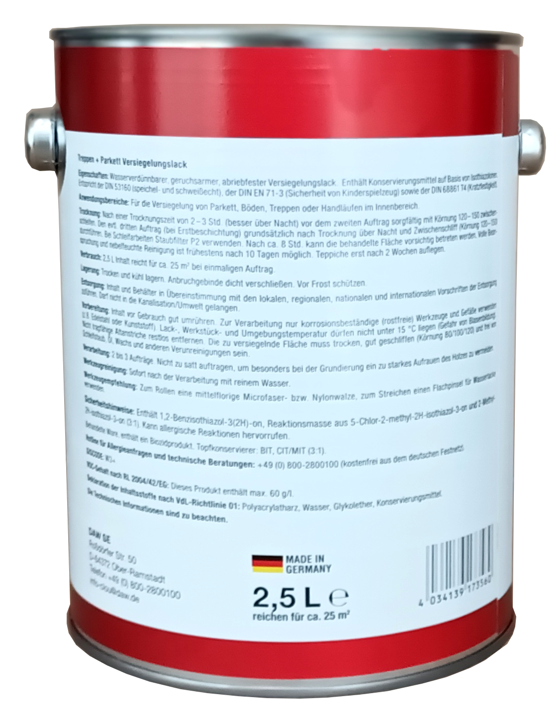 2,5L AquaClou Treppen- und Parkettversiegelungslack L10 2,5L AquaClou Treppen- und Parkettversiegelungslack L10