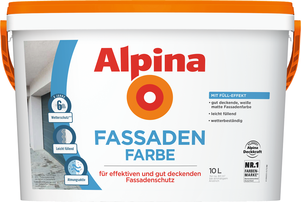 10 Liter ALPINA Fassadenfarbe weiss matt 10 Liter ALPINA Fassadenfarbe weiss matt