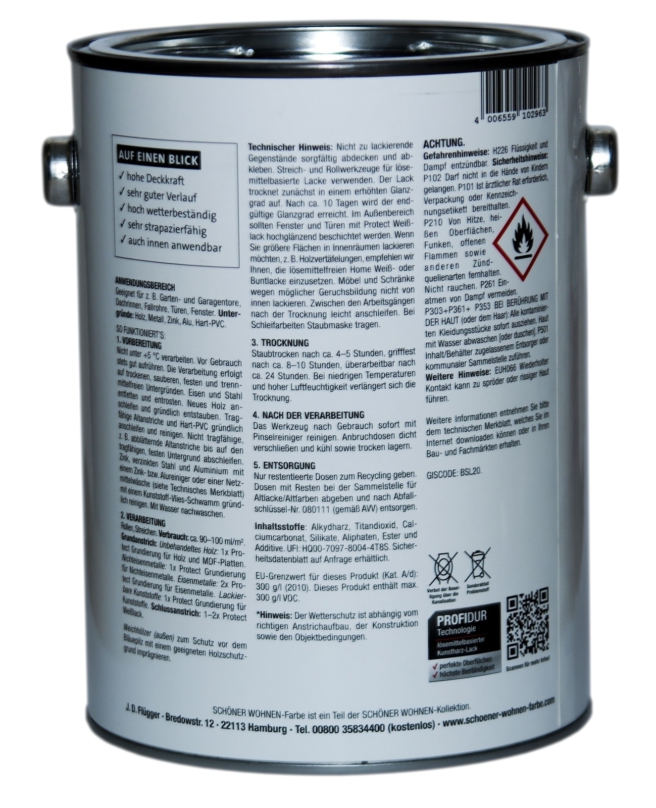 750ml Schöner Wohnen Protect Weisslack seidenmatt weiss