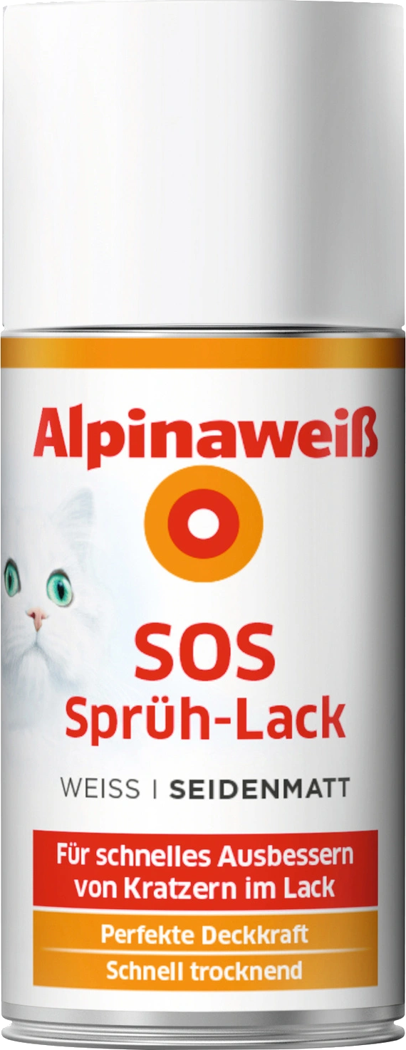 150 ml, Alpina Alpinaweiß SOS Sprühlack, für ca. 0,6 m², weiß, seidenmatt