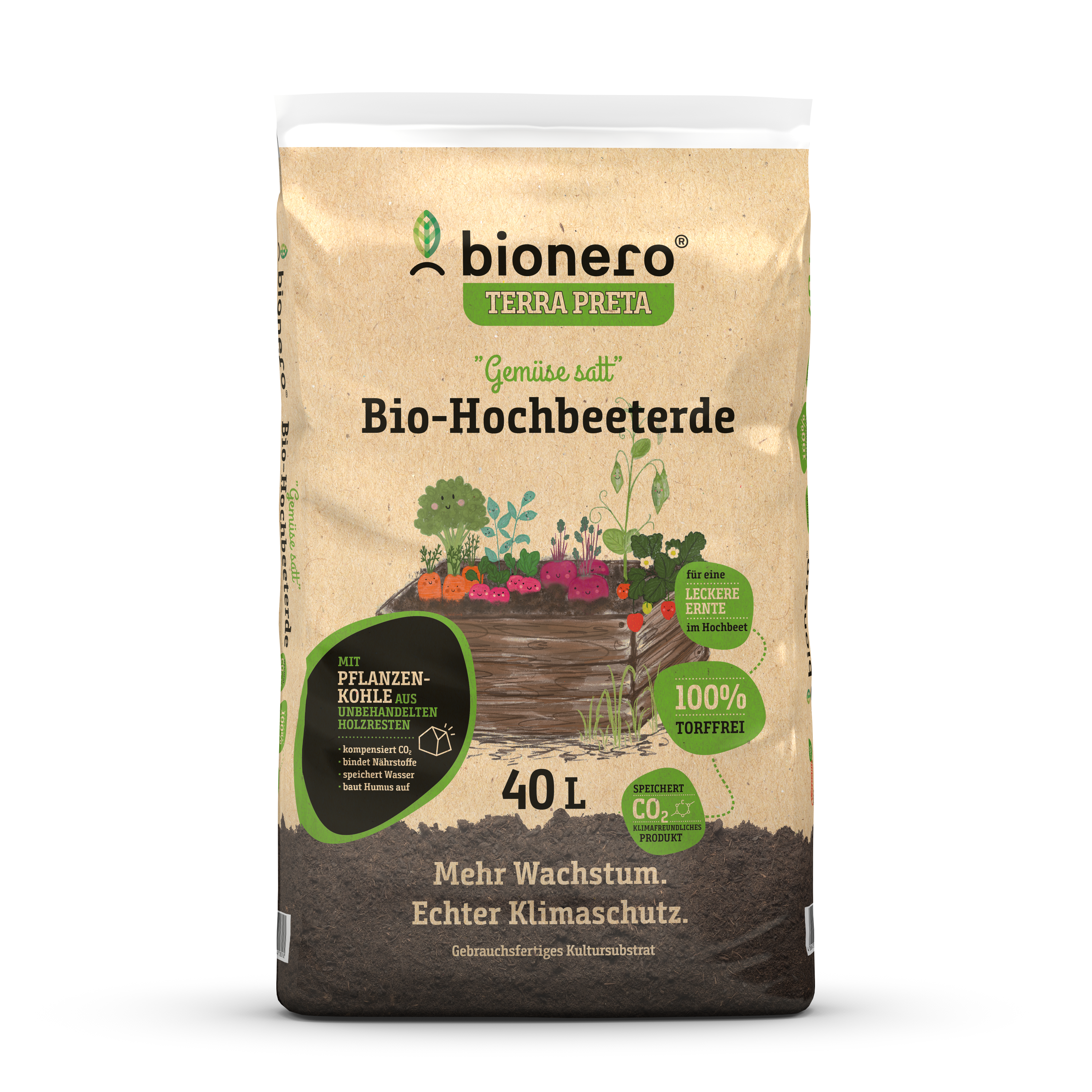 40L bionero Bio Hochbeeterde "Gemüse satt" terrapreta 40L bionero Bio Hochbeeterde "Gemüse satt" terrapreta