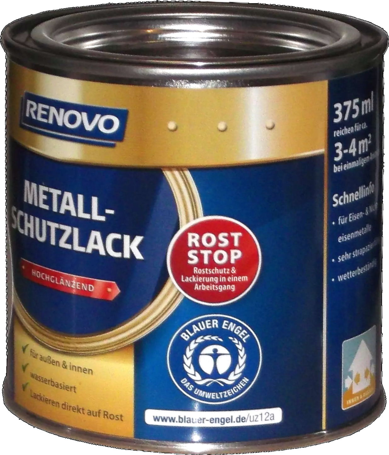 375ml Renovo Metallschutzlack hgl 3000 Feuerrot