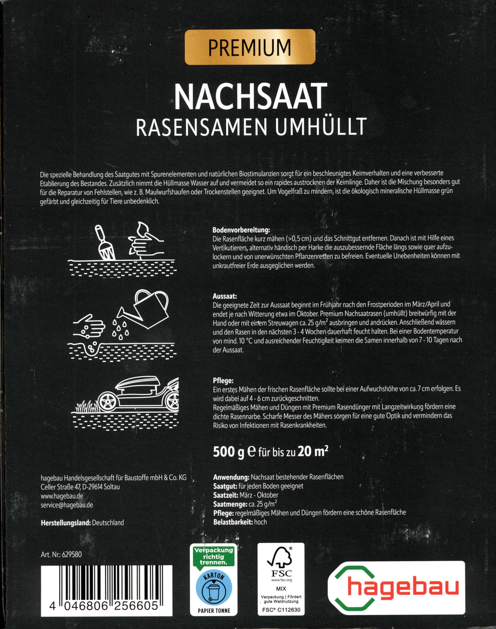 h-Marke Nachsaatrasen umhüllt 0,5kg