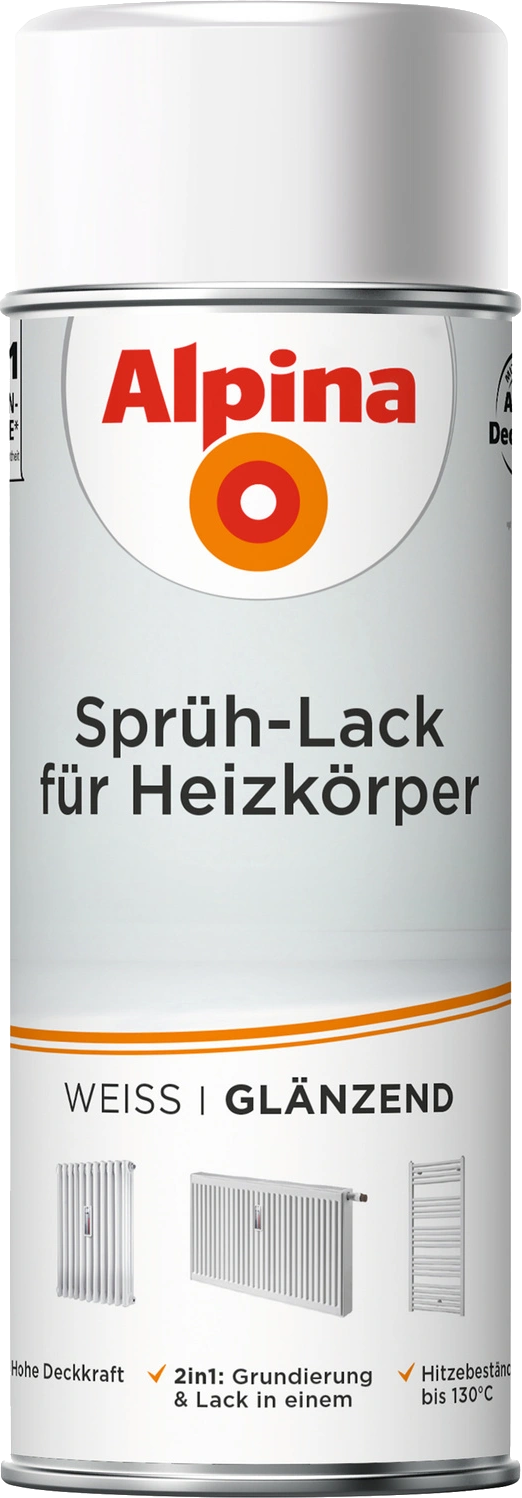 400 ml, Alpina Sprühlack für Heizkörper, für ca. 1,5 m², weiß, glänzend