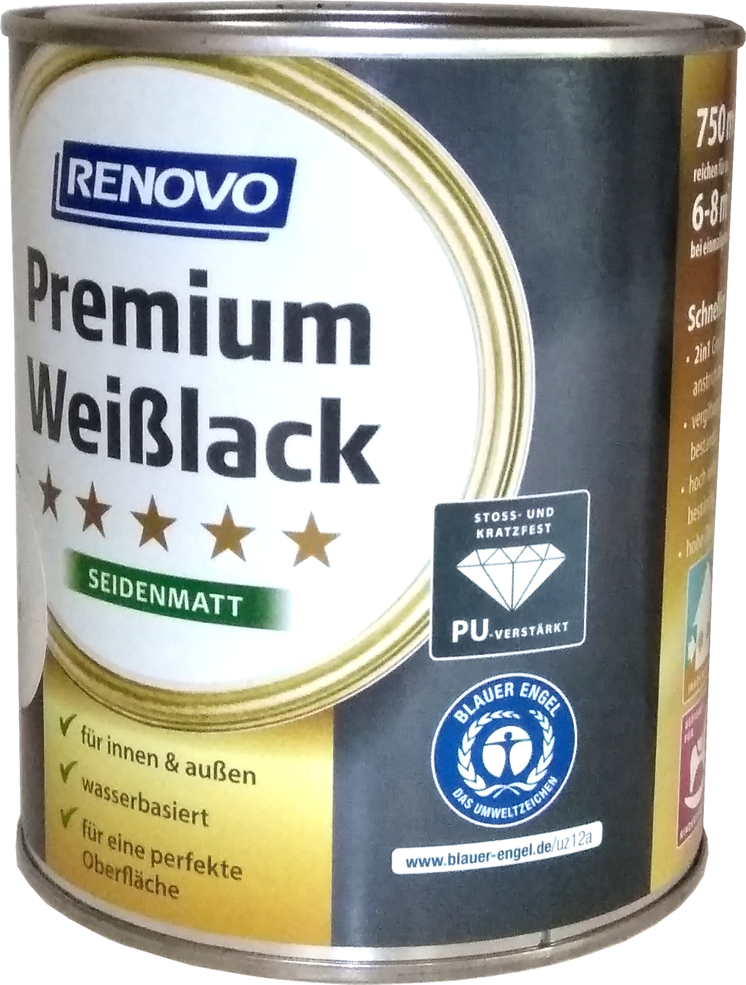 750ml RENOVO Premium Weißlack Seidenmatt Cremeweiss 9001 750ml RENOVO Premium Weißlack Seidenmatt Cremeweiss 9001