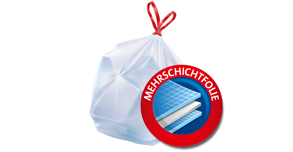 Swirl 60 Liter Müllbeutel mit Zugband R+D, (10/Rolle)