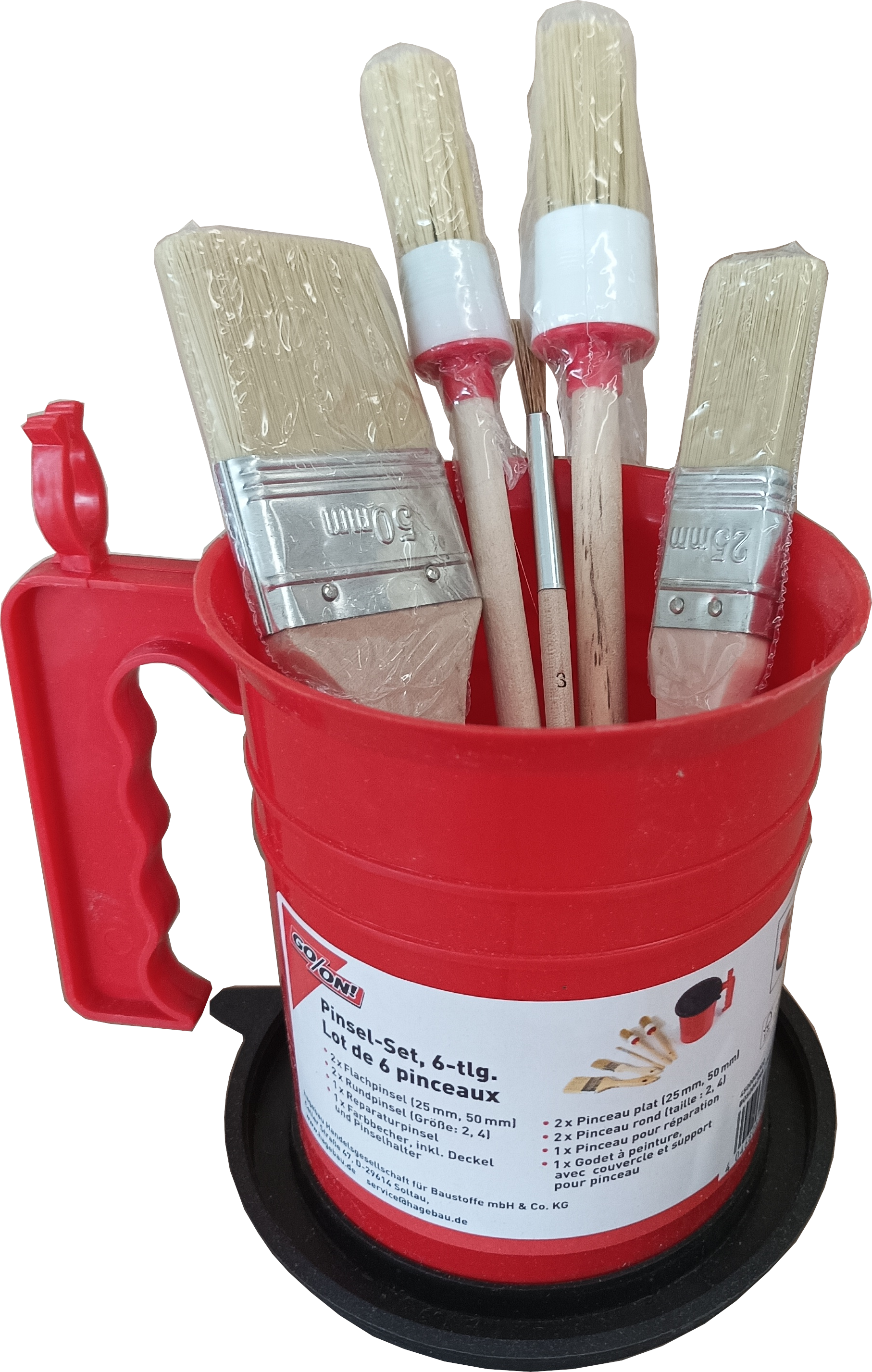 GO/ON Pinsel-Set im Becher mit Deckel und Pinselhalter 6-tlg GO/ON Pinsel-Set im Becher mit Deckel und Pinselhalter 6-tlg