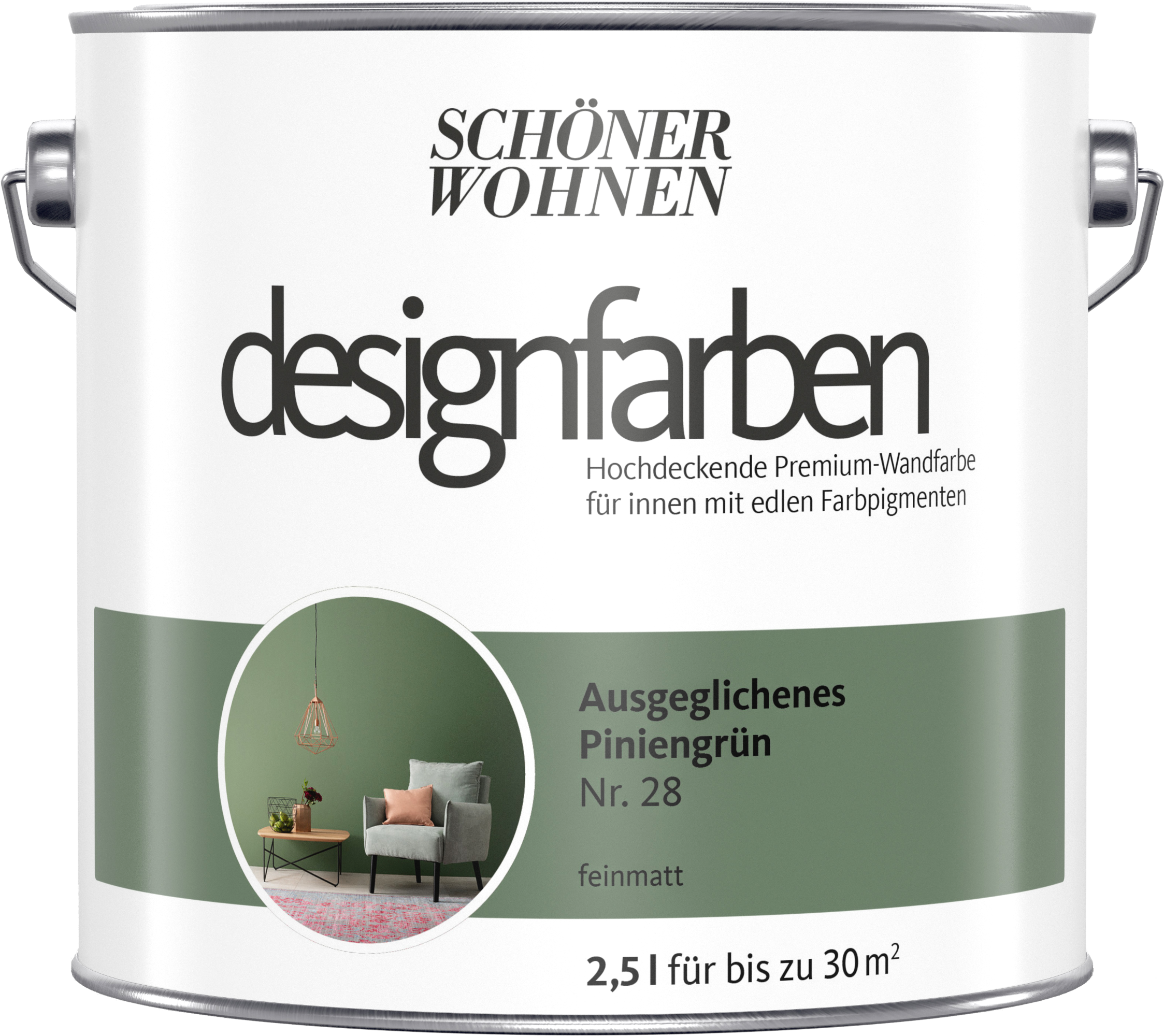 2,5L Schöner Wohnen Designfarbe Ausgeglichenes Piniengrün 28 2,5L Schöner Wohnen Designfarbe Ausgeglichenes Piniengrün 28