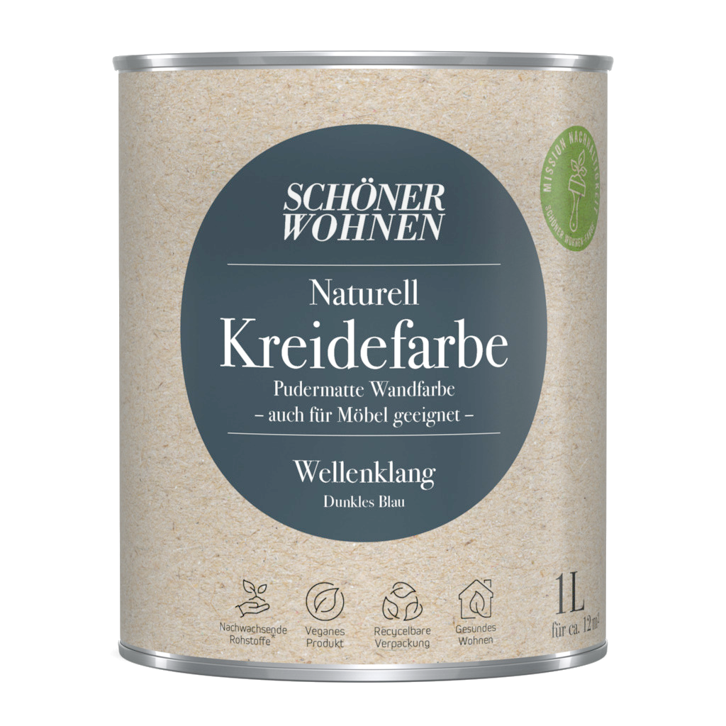 1L Schöner Wohnen Naturell Kreidefarbe Wellenklang, Dunkles Blau